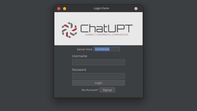 ChatUPT login screen