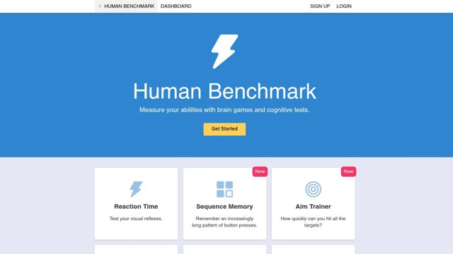 Human Benchmark homepage